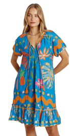 Tasmin Shirred Dress Ocean - Global Free Style