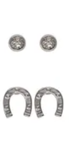 Sprinkles Horseshoe & Bord Cz Post Earring Silver/Clear Earrings Fabienne