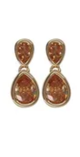 Double Teardrop Post Earring Gold Champagne Earrings Fabienne