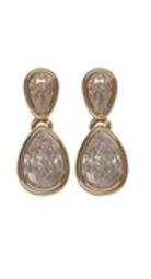 Double Teardrop Post Earring Gold/Clear Earrings Fabienne