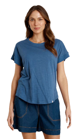T-shirt Plain Round Neck Navy Tops Ibisa XXS(4)