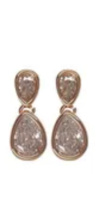 Double Teardrop Post Earring Rose Gold/Clear Earrings Fabienne