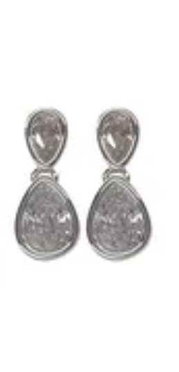 Double Teardrop Post Earring Silver/Clear Earrings Fabienne