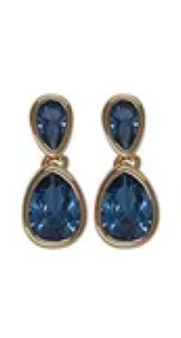 Double Teardrop Post Earring Sapphire Gold Earrings Fabienne