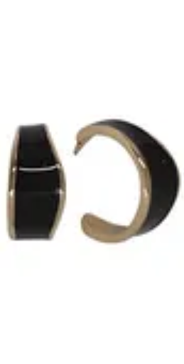 Irregular Enamel Hoop Post Earring Black Gold Earrings Fabienne