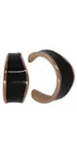 Irregular Enamel Hoop Post Earring Black Rose Gold Earrings Fabienne