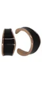 Irregular Enamel Hoop Post Earring Black Rose Gold Earrings Fabienne