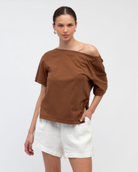 Off The Shoulder Top Chocolate - Global Free Style