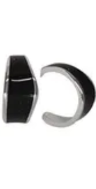 Irregular Enamel Hoop Post Earring Black Silver Earrings Fabienne