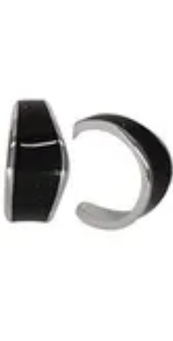 Irregular Enamel Hoop Post Earring Black Silver Earrings Fabienne