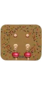 Sprinkles Stud/Ball Drop Earring Dark Pink Rose Gold Earrings Fabienne
