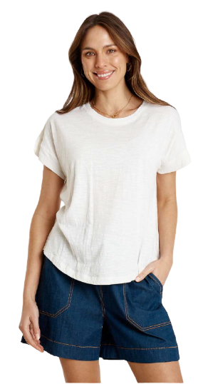 T-shirt Plain Round Neck White Tops Ibisa