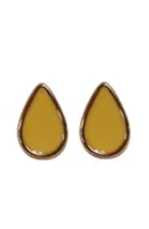 Enamel Teardrop Post Earring Bamboo Yellow Rose Gold Earrings Fabienne