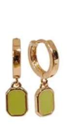 Rectangular Enamel Huggie Earring Fern Rose Gold Earrings Fabienne