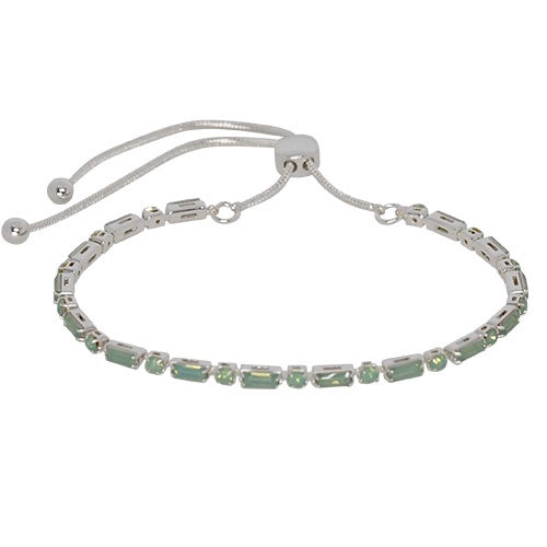 Rect & Rnd Crystal Slider Braclelet Silver/PAC Opal Bracelets and Bangles Fabienne
