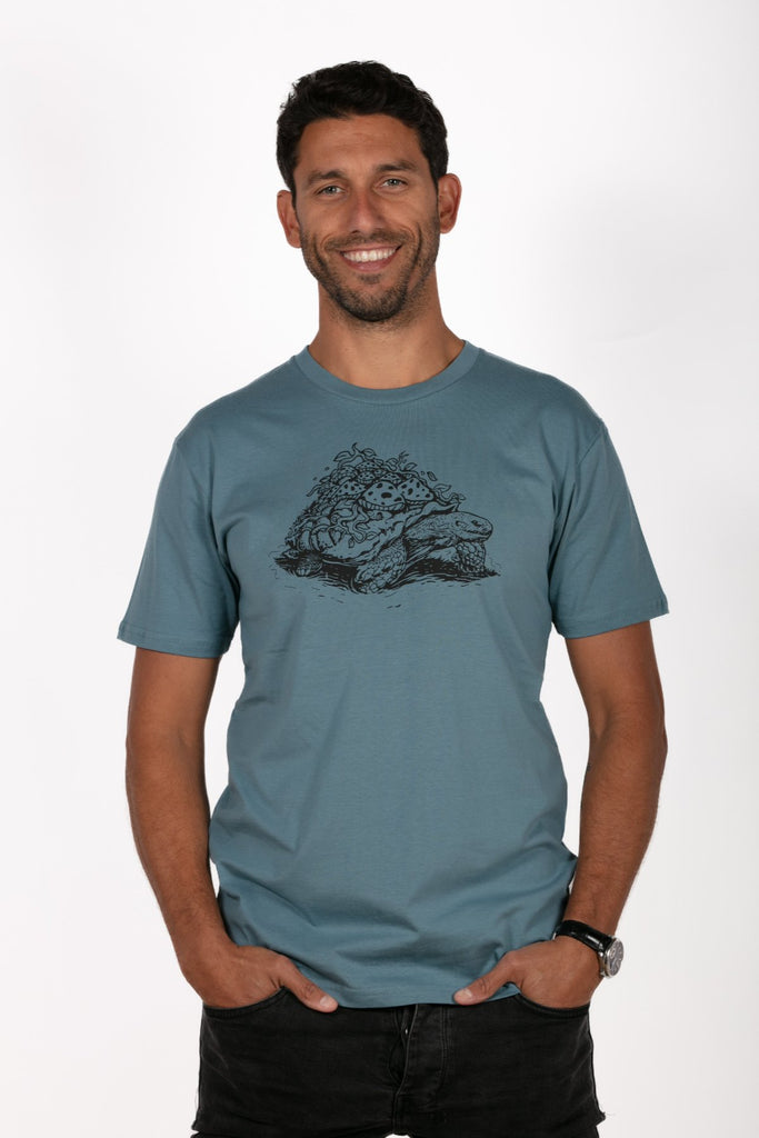 Skumi Slate Blue Micro Turtle T Shirt Mens Tops Skumi   