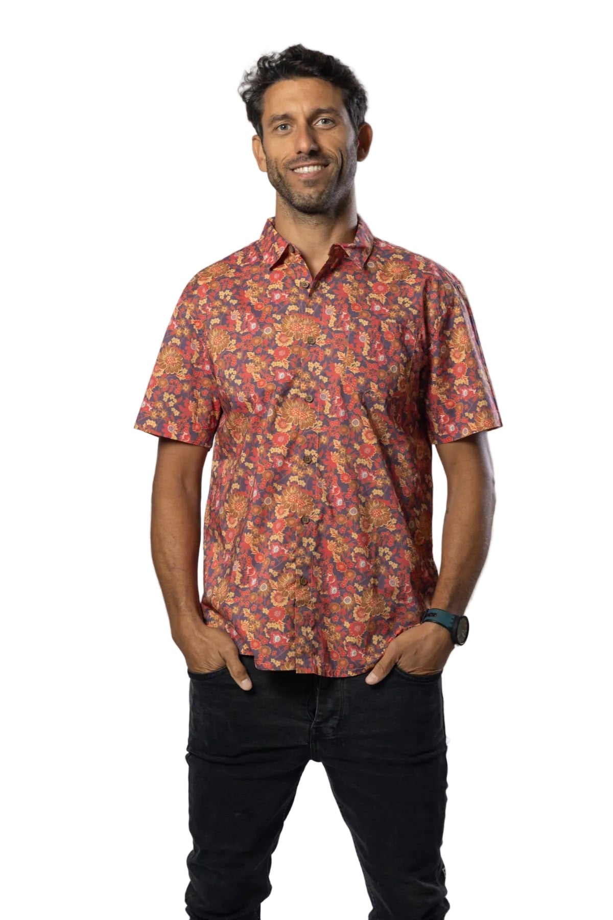 Spring Bloom Cotton Mens Shirt Mens Tops Skumi S