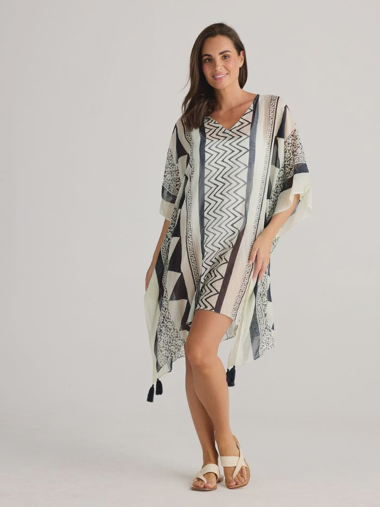 Stella Kaftan Tribal Black Tops Holiday Trading   