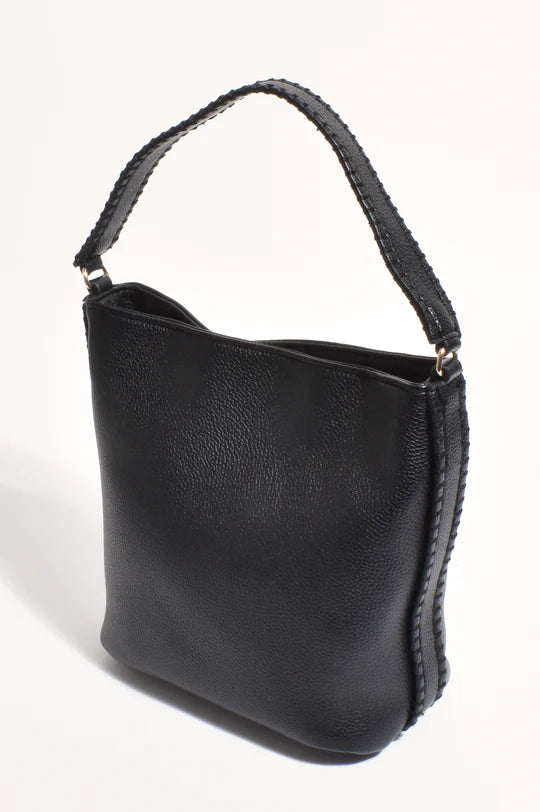 Stevie Blanket Stitch Bucket Bag Black Bags and Purses Adorne