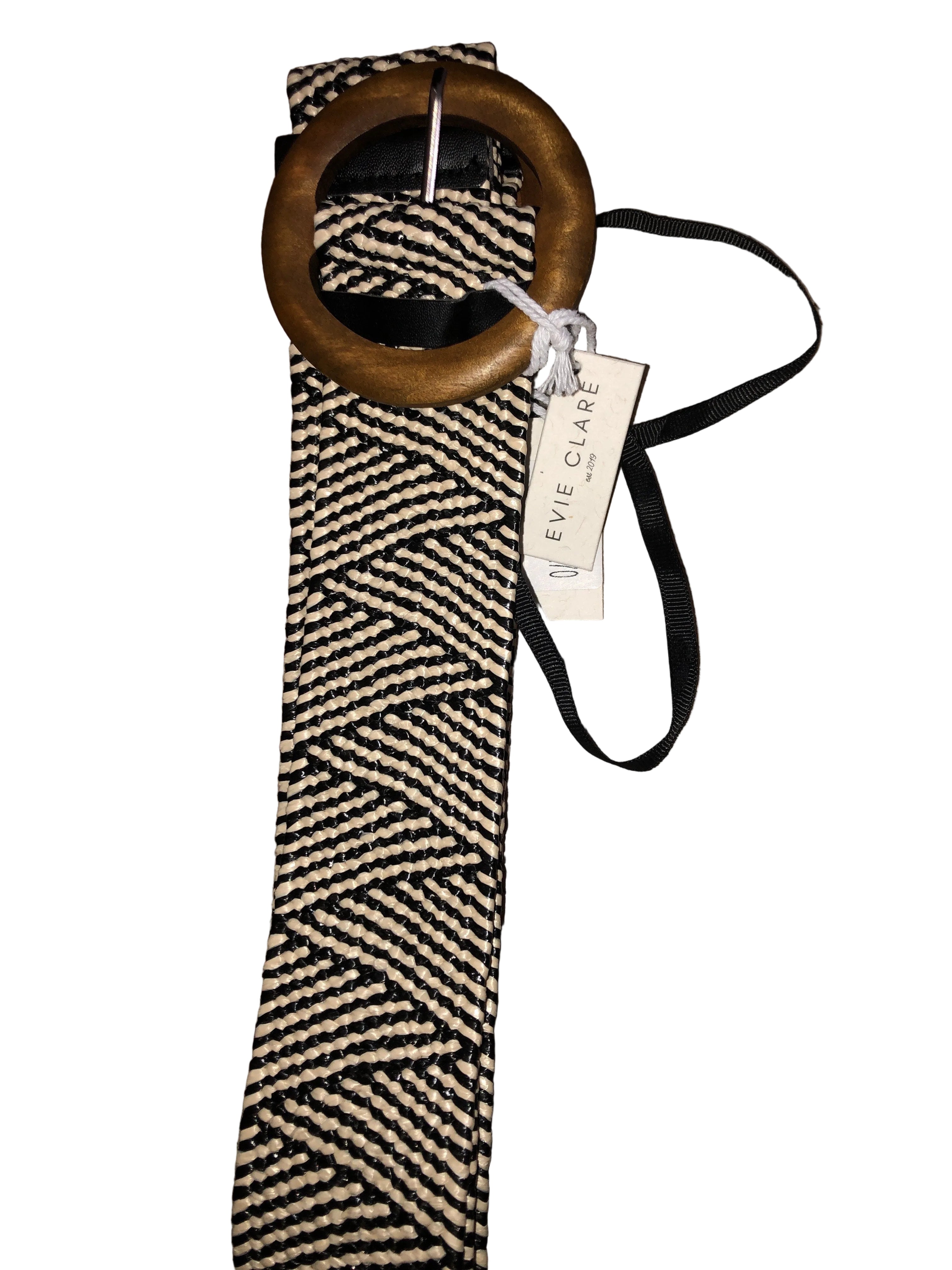 Evie Stretch Belt Black Zig Zag Belts Evie Clare