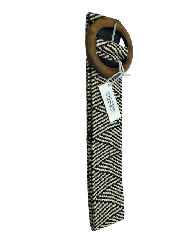 Evie Stretch Belt Stripe chocolate Belts Evie Clare