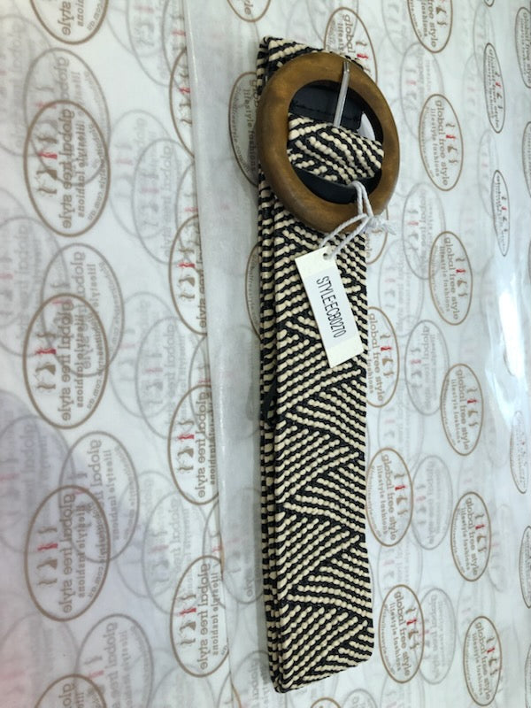 Evie Stretch Belt Stripe chocolate - Global Free Style