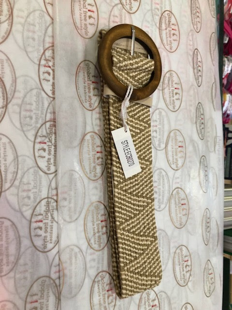 Evie Stretch Belt Striped Camel Belts Evie Clare