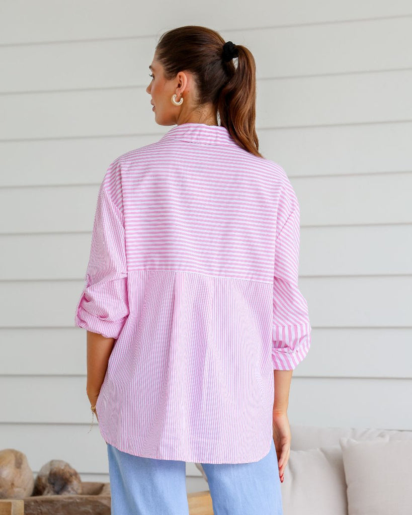 Striped Cotton Shirt Pink Tops Label of Love   