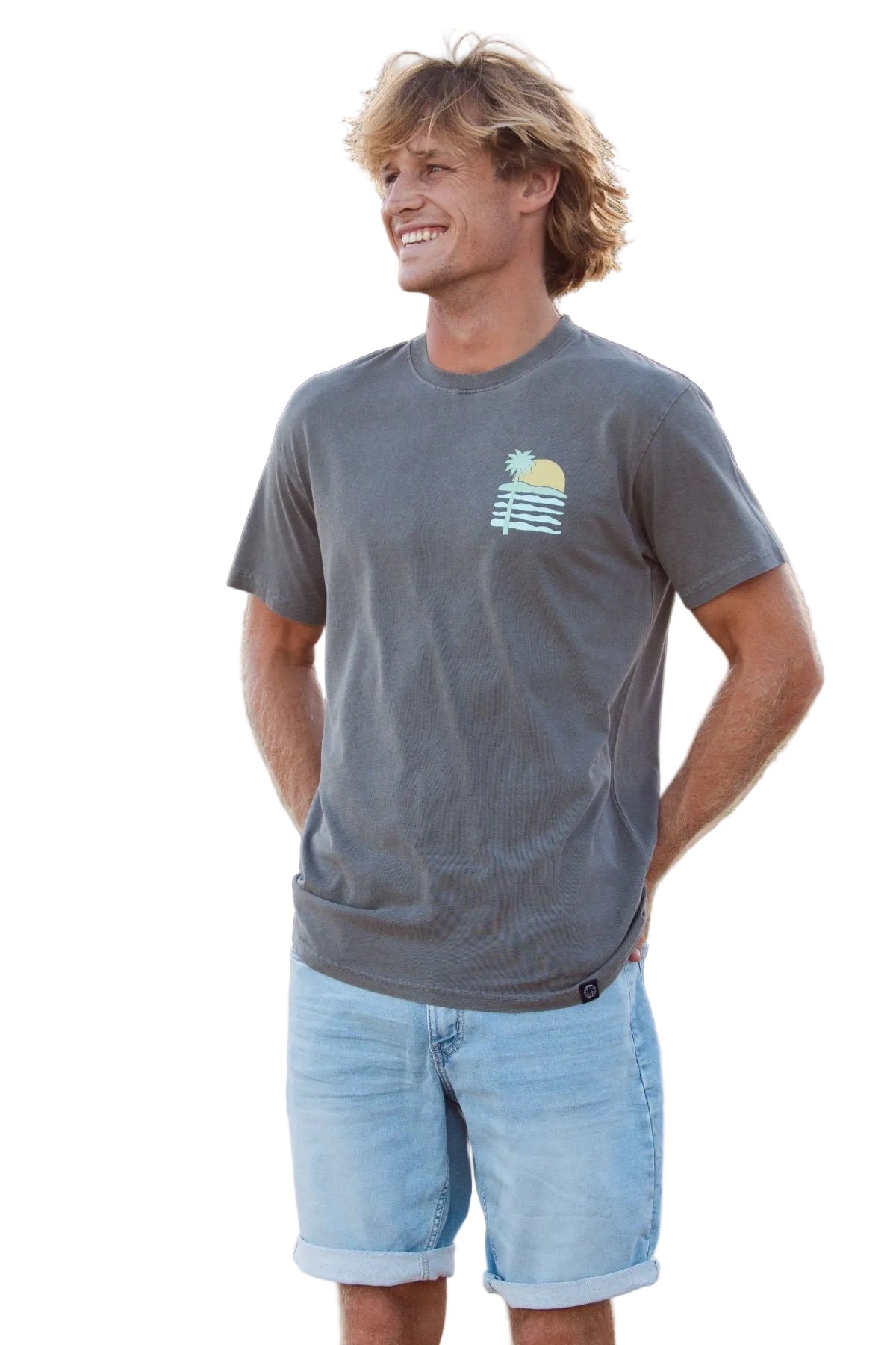 Sun-Beach-Palm Ash Mens T Shirt Mens Tops Skumi S