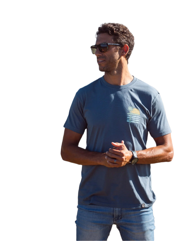 Sun Beach Palm Classic Blue Mens T Shirt Mens Tops Skumi S