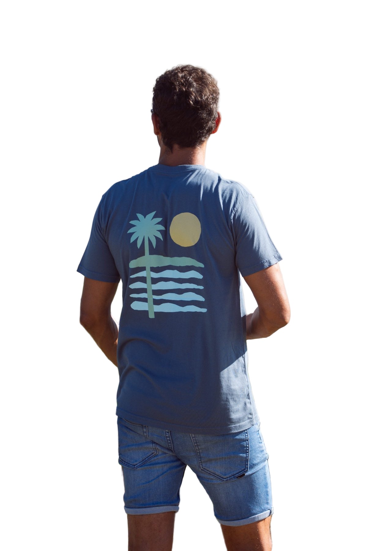 Sun Beach Palm Classic Blue Mens T Shirt Mens Tops Skumi S