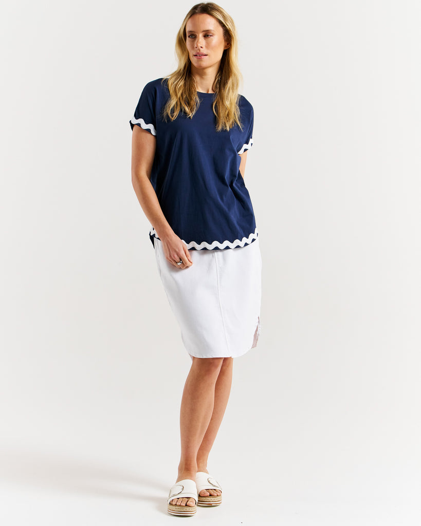 Sunny Tee Navy/White Ric Rac Tops Betty Basics   