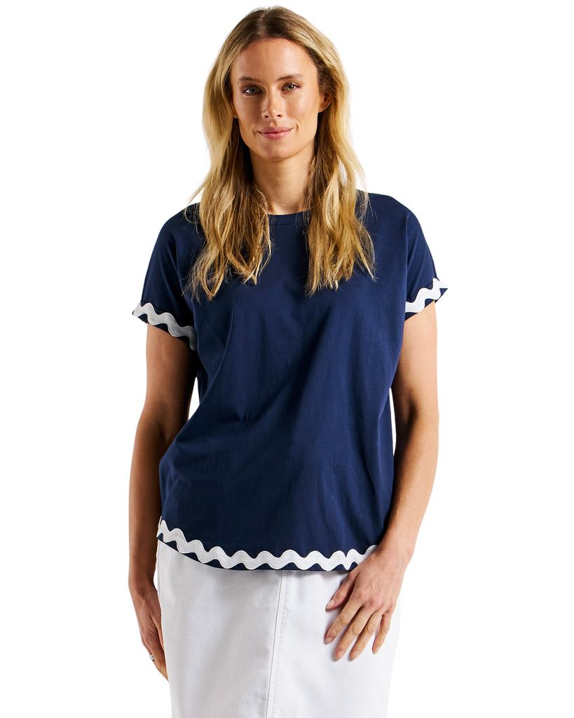 Sunny Tee Navy/White Ric Rac Tops Betty Basics 6  