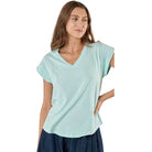 T-shirt Plain V Neck Blue Tops Ibisa XS(36)