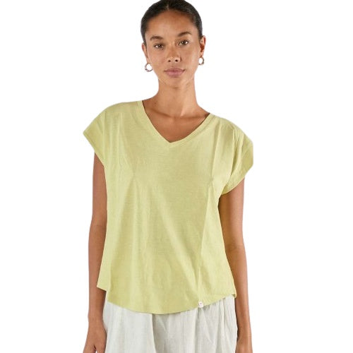 T-shirt Plain V Neck Sage Tops Ibisa XS(36)