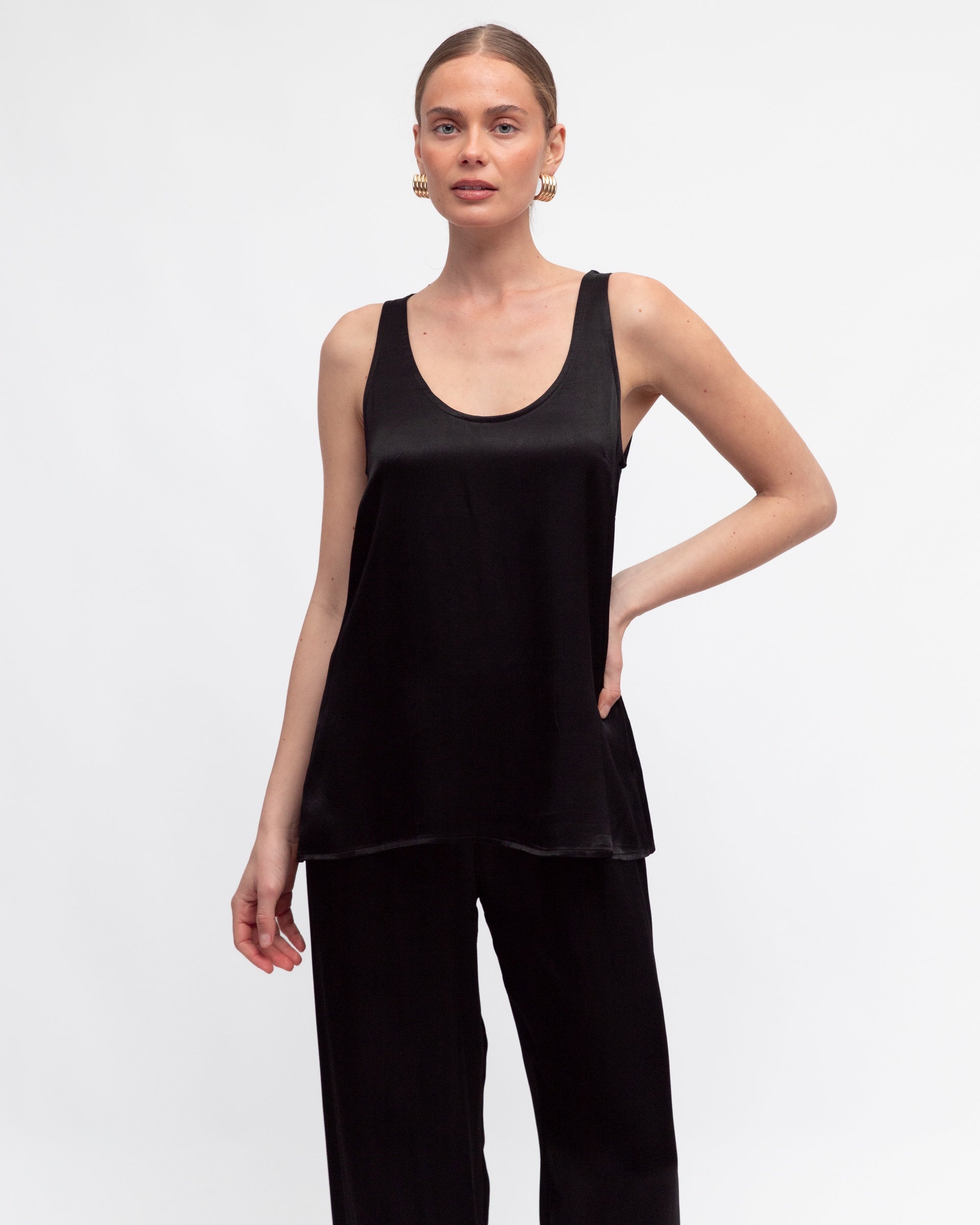 Bethany Satin Top Black - Global Free Style