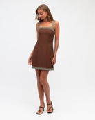 Motif Boarder Dress Short Chocolate Dresses Paper Heart