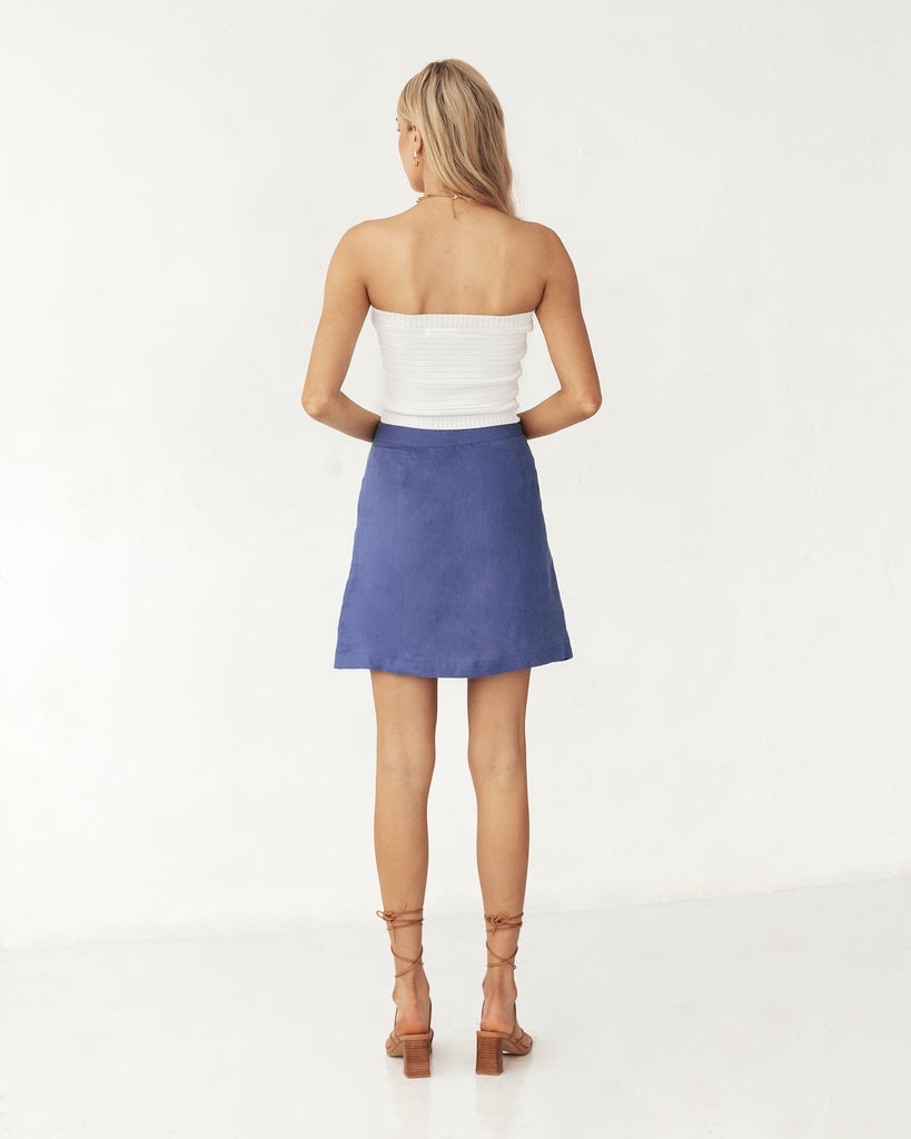 Aria Linen Skirt Blue - Global Free Style