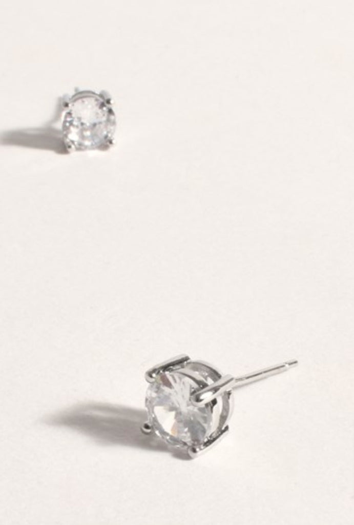 CZ Stud Earring Crystal/Silver Earrings Adorne   