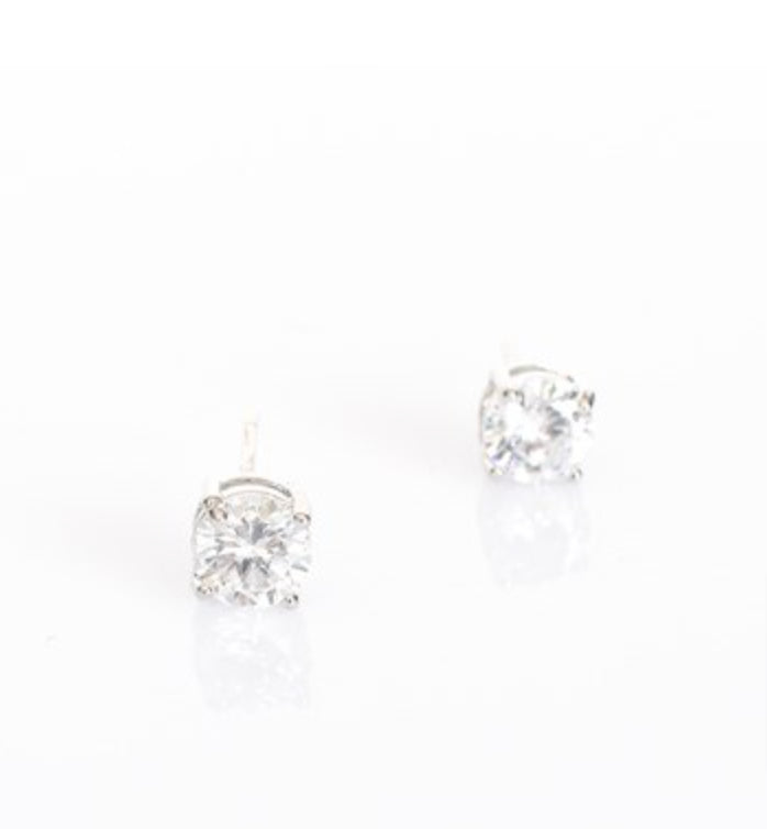 CZ Stud Earring Crystal/Silver Earrings Adorne   