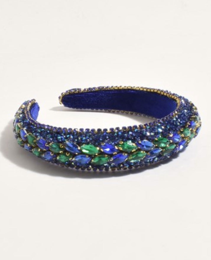 Jewelled Event Headband Blue/Green - Global Free Style