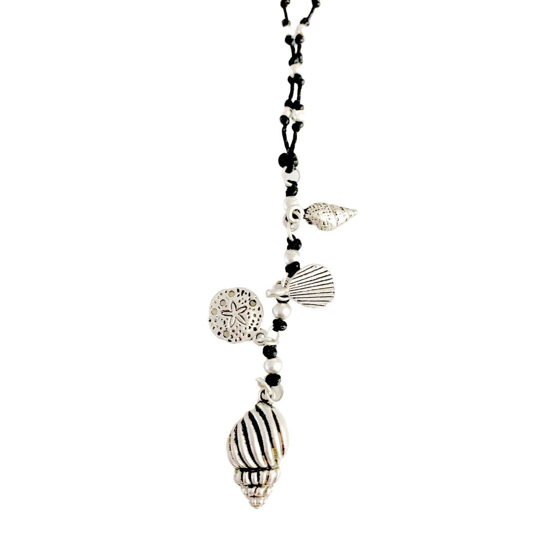 Waxed Cord Necklace Seashell Black Necklaces Taylor Hill