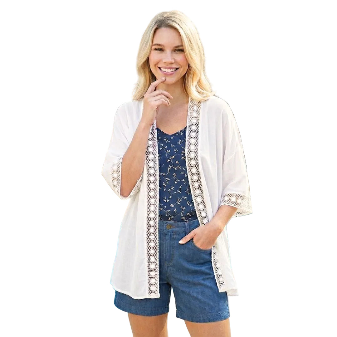 Lace Kimono White Tops Taylor Hill