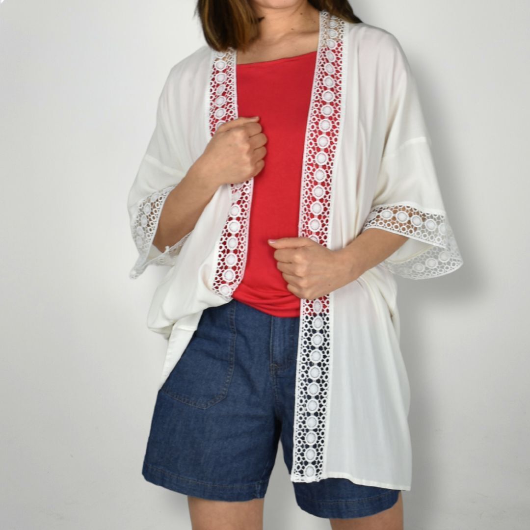 Lace Kimono White Tops Taylor Hill