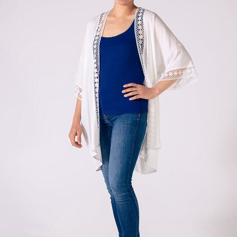 Lace Kimono White Tops Taylor Hill