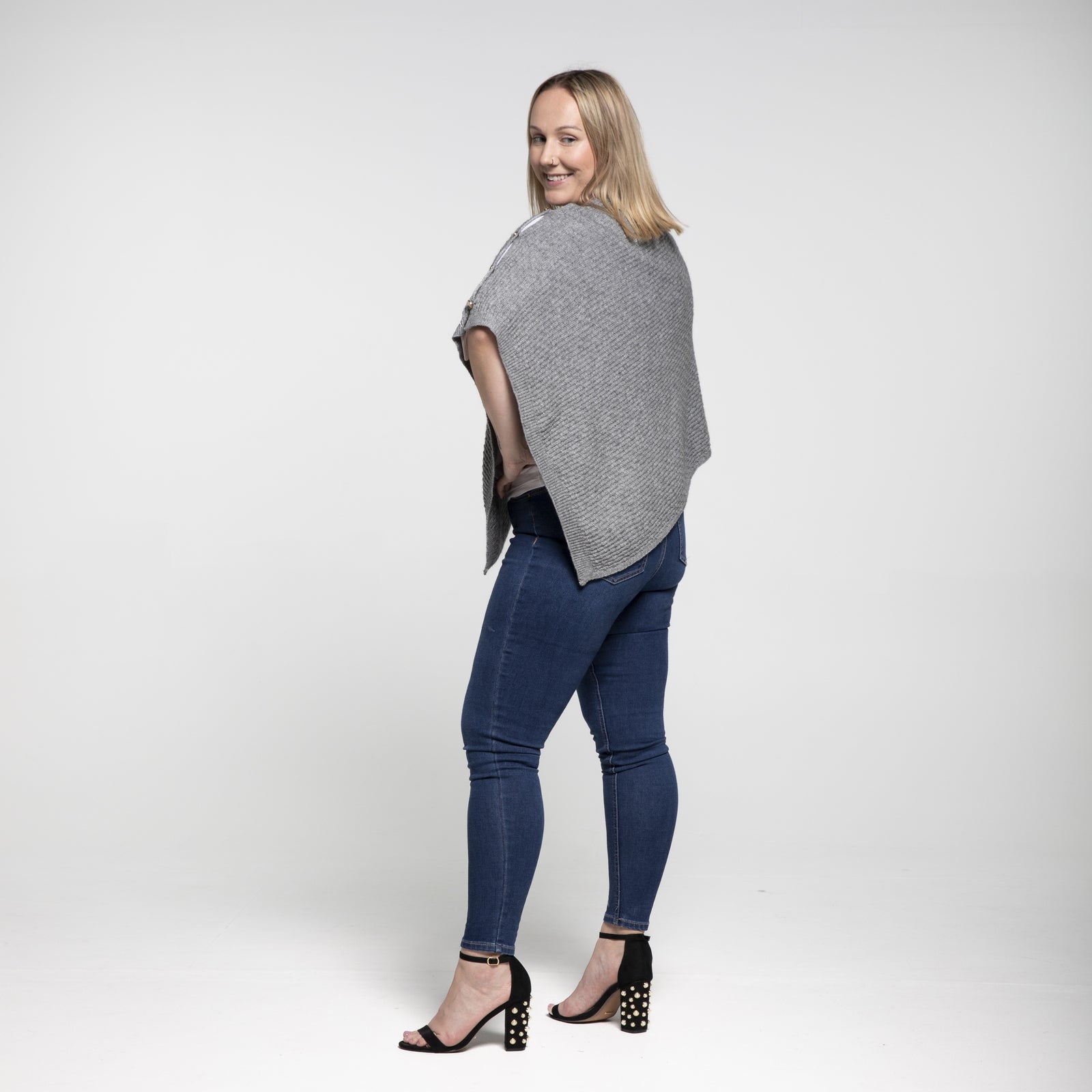 Angie Poncho Grey Tops Taylor Hill