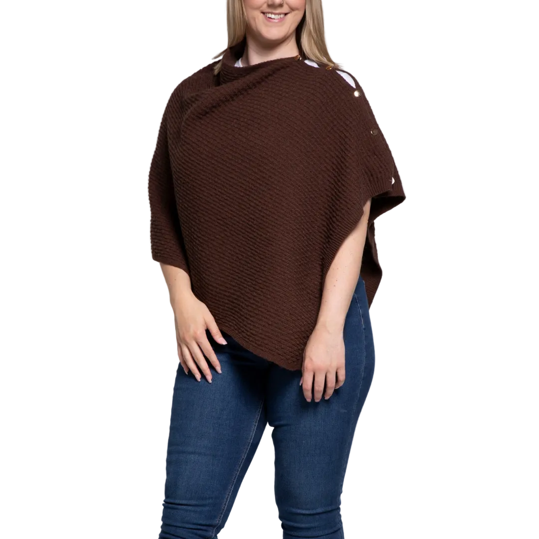 Angie Poncho Brown Tops Taylor Hill