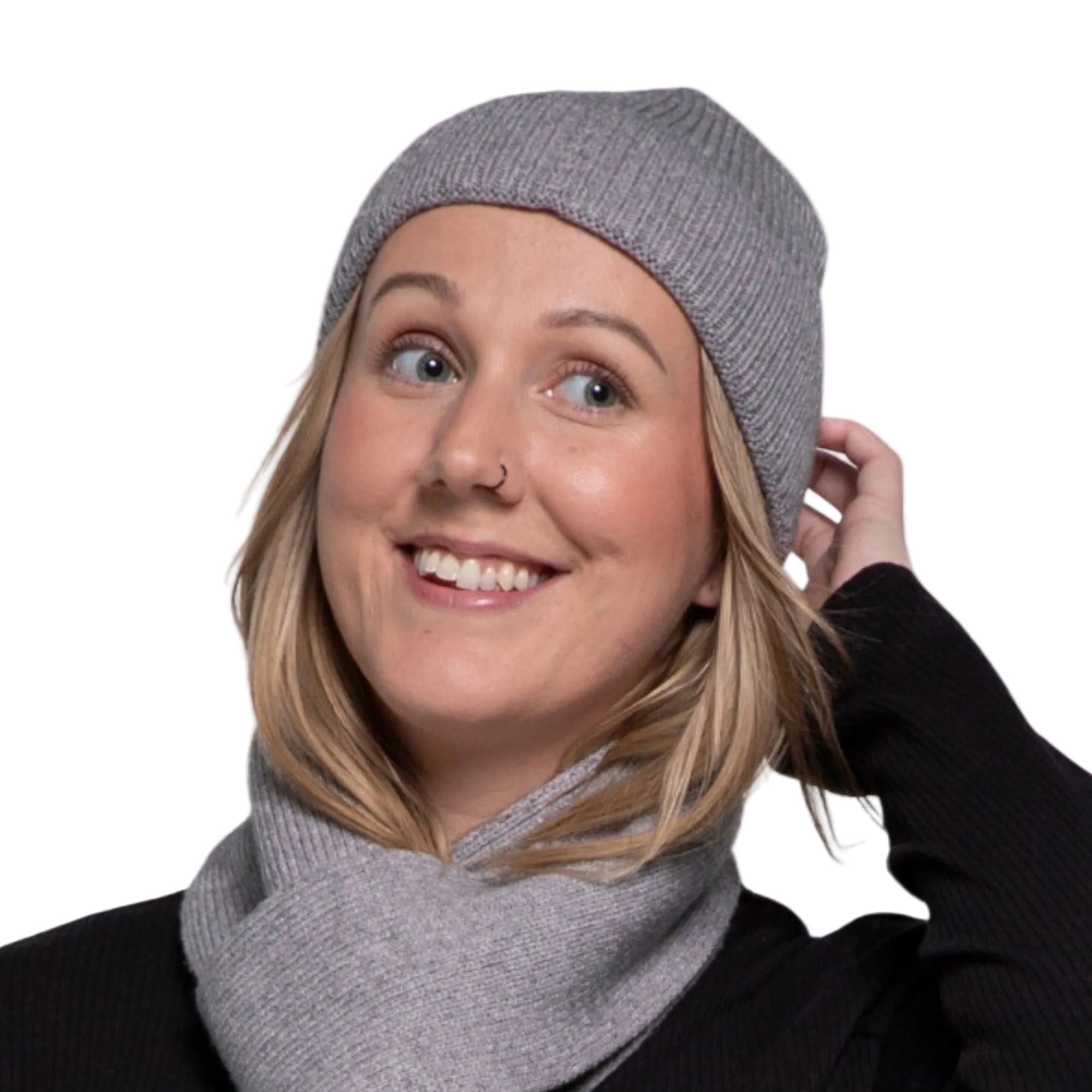 Twisted Rib Stitch Beanie Grey Hats & Millinery Taylor Hill