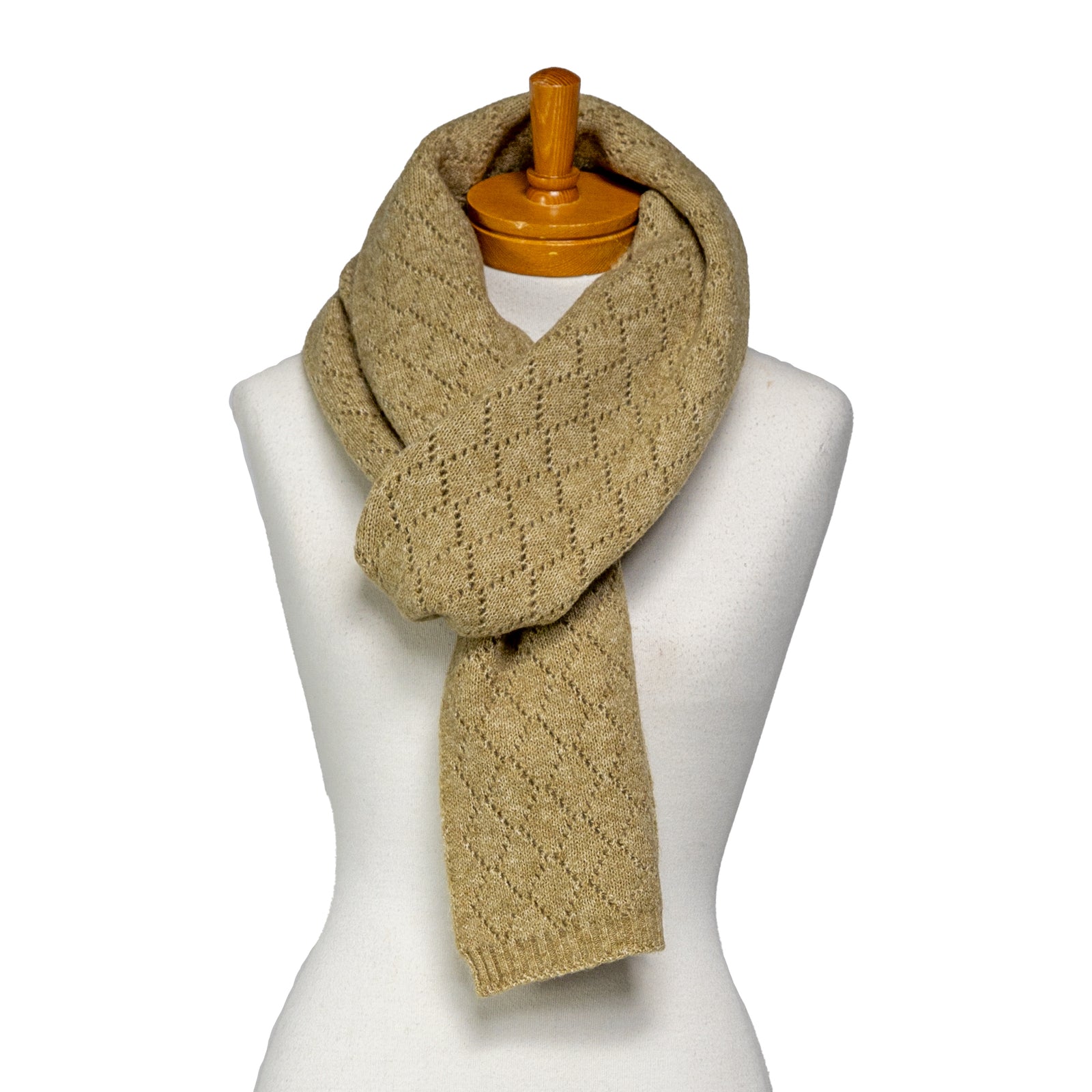 Diamond Stitch Knitting Scarf Olive Scarves and Sarongs Taylor Hill