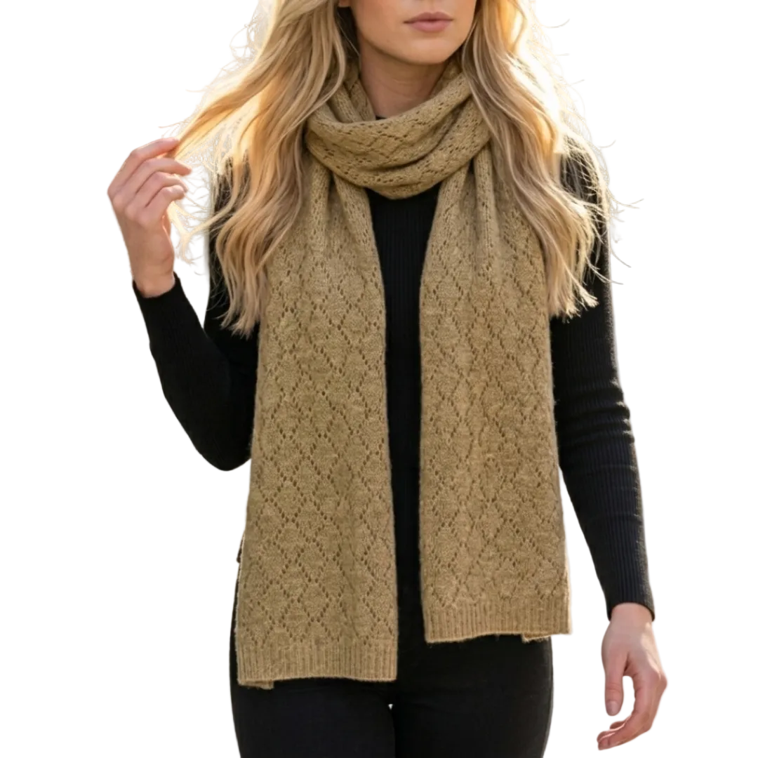 Diamond Stitch Knitting Scarf Olive Scarves and Sarongs Taylor Hill